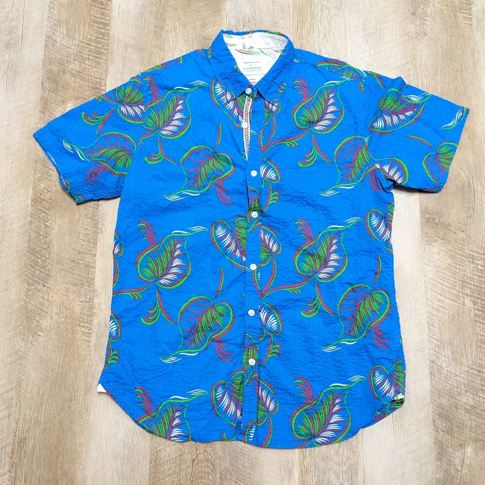 Paper Denim & Cloth Men's Blue Short Sleeve Button Down Shirt Size Medium